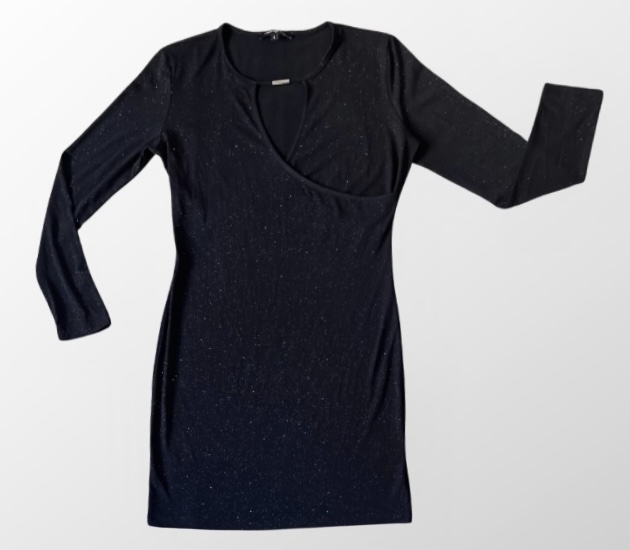 שמלת ערב מיני מנצנצת! בצבע שחור! לייקרה! מידה L Twentyfourseven