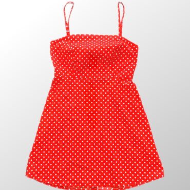 שמלת מיני אדומה עם נקודות! קצת לייקרה! כתפיות מתכווננות! מידה XS