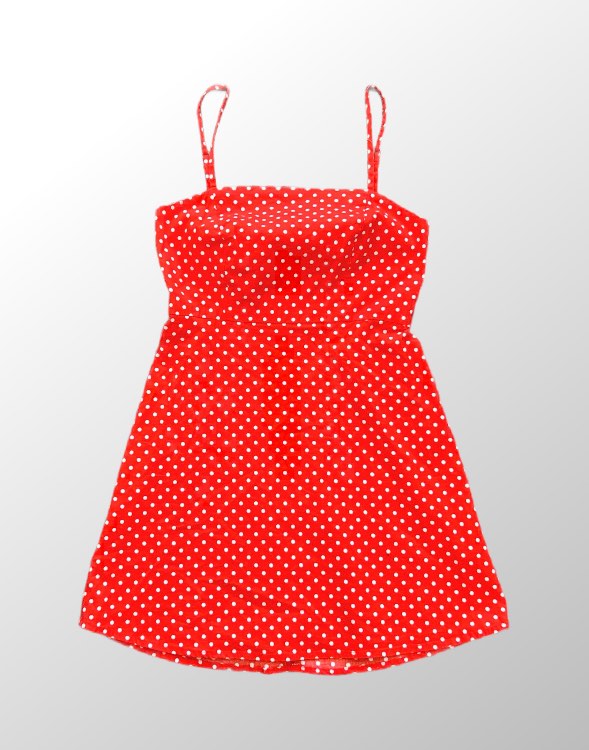 שמלת מיני אדומה עם נקודות! קצת לייקרה! כתפיות מתכווננות! מידה XS