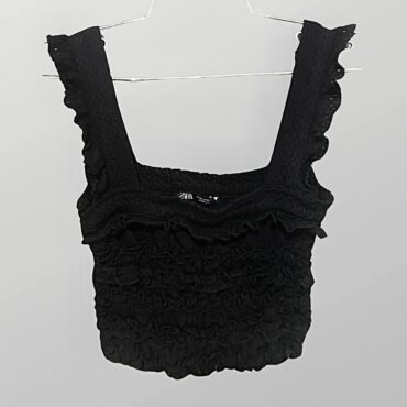גופיית סריג קרופ מלמלה בשילוב קרושה S Zara
