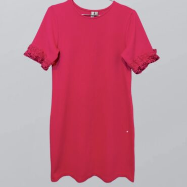 ASOS שמלת מיני ורודה לייקרה עם תחרה בסיומת השרוולים מידה S