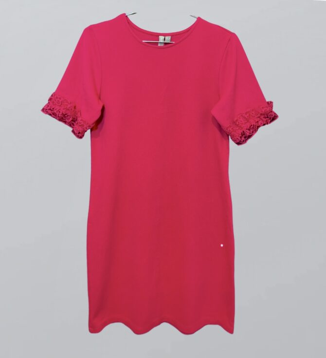 ASOS שמלת מיני ורודה לייקרה עם תחרה בסיומת השרוולים מידה S