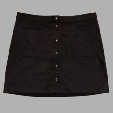 Dorothy Perkins חצאית קטיפה שחורה מידה L עם כפתורי זהב עגולים, מצב כמו חדש!