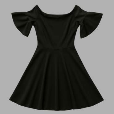 Profil שמלת ערב שחורה מידה M עם שרוולי פעמונים, בד אלגנטי לייקרה! מצב כמו חדש!