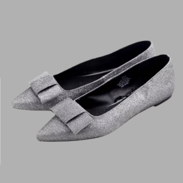 נעליים שטוחות כסופות ומנצנצות מידה 37 Zara