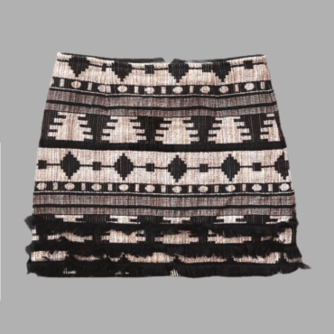 חצאית אתנית בשילוב פרנזים XS Topshop