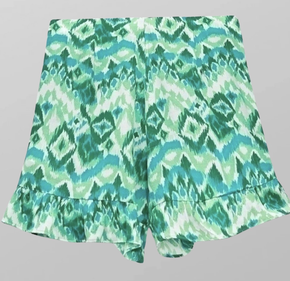 מכנס חצאית אריג מודפסת בצבע ירוק! גזרה גבוהה! XS Zara – תמונה 2