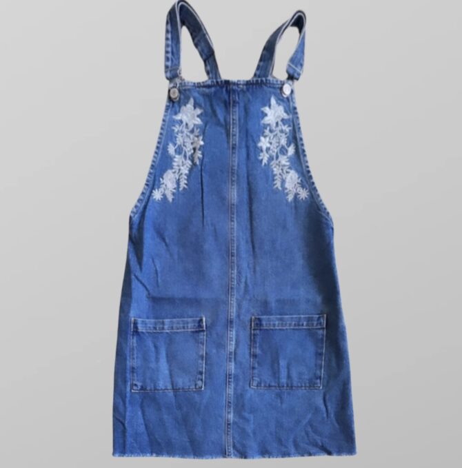 שמלת מיני Denim.co אוברול ג׳ינס רקומה מידה S