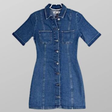 שמלת מיני Zara ג׳ינס כפתורים לייקרה! בצבע כחול, כפתורים בצבע כסף! מידה S