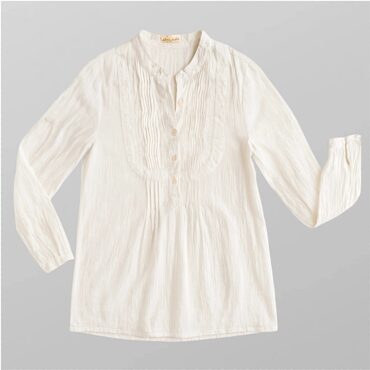 חולצת גלביה 100% כותנה חדשה! בצבע קרם! בשילוב כפתורים!  אוברסייז! מידה S