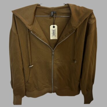 Lee Cooper עם טיקט! ג׳קט חום מידה S עם רקמה בכתף ורוכסן כסף