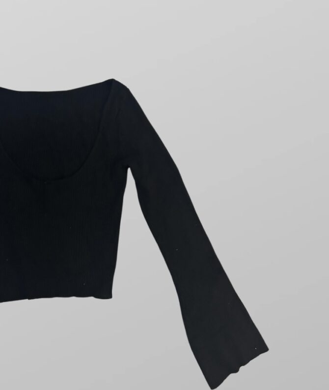 ⁦סריג H&M מפתח סירה וחצי פתוח בגב! שרוולי פעמון מידה S⁩ – תמונה ⁦2⁩