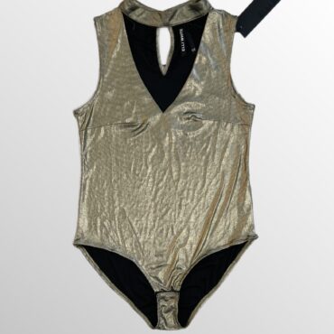 עם טיקט! בגד גוף לייקרה ELLI WHITE מטאלי מידה S-M