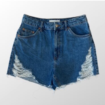 מכנסי ג׳ינס קרעים Topshop קצרים גזרה גבוהה מידה 40