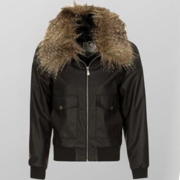 חדש! מעיל דמוי עור בשילוב פרווה יתאים עד M