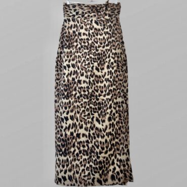 עם טיקט! חצאית מקסי מעטפת Toppatsu בהדפס מנומר מידה L-XL