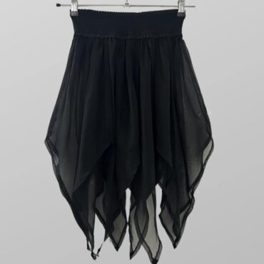 חצאית שיפון שקופה מעוצבת עם ״שפיצים״ מידה S-M