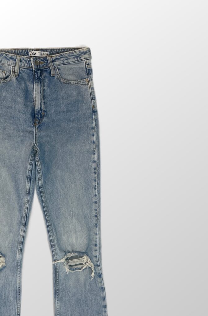 ⁦ג׳ינס ZARA קרעים מתרחב בגזרה גבוהה מידה 24⁩ – תמונה ⁦2⁩