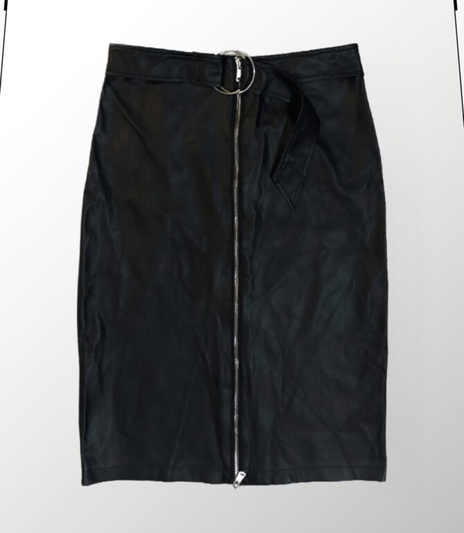 חצאית מידי דמוי עור “עם רוכסן קדמי “Pagaz fashion