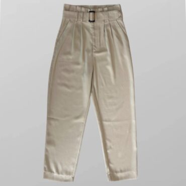 מכנסיים מחויטים Stradivarius בצבע בז׳ גזרה גבוהה מידה 40