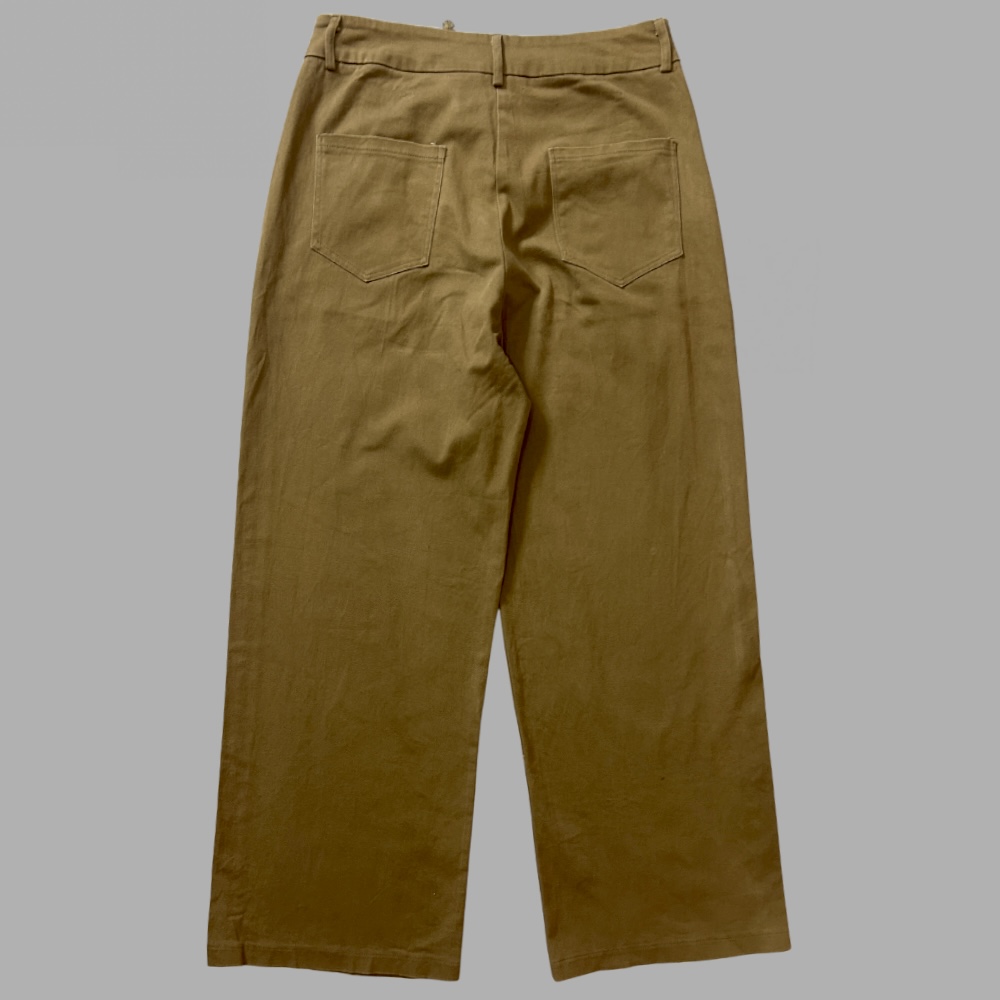 Adika מידה M מכנסיים חומים בגזרה ישרה וגבוהה פסים בצדדים היקף מותן – 81-86 – תמונה 3