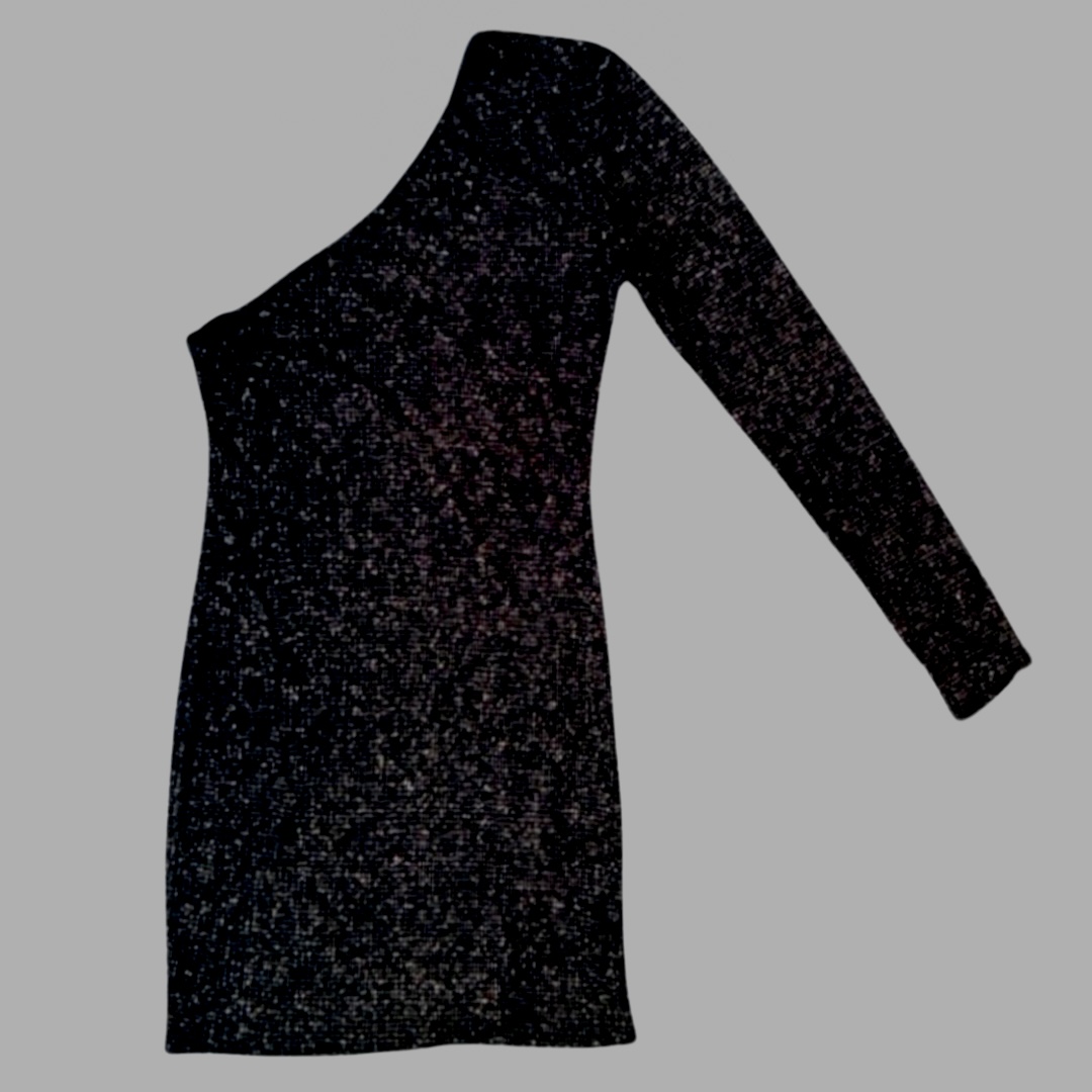 שמלת ערב ASOS מיני לייקרה מנצנצת שרוול אחד! מידה M