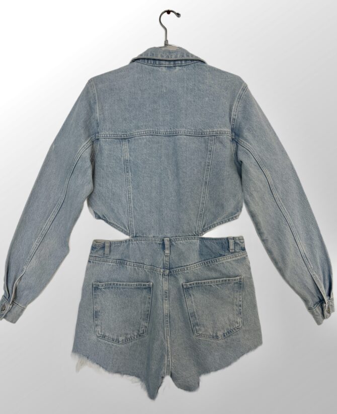 ⁦אוברול ג׳ינס ZARA עם פתחים בצדדים היקף מותן - 85 ס״מ⁩ – תמונה ⁦3⁩