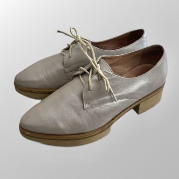 נעלי אוקספורד עור Katz&Birds בצבע מטאלי כסף סגלגל מידה 38