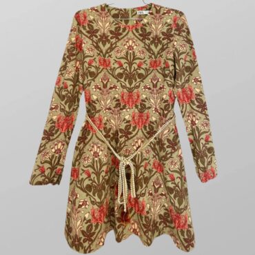 שמלת פשתן פרחונית Zara עם חגורת קשירה מידה M