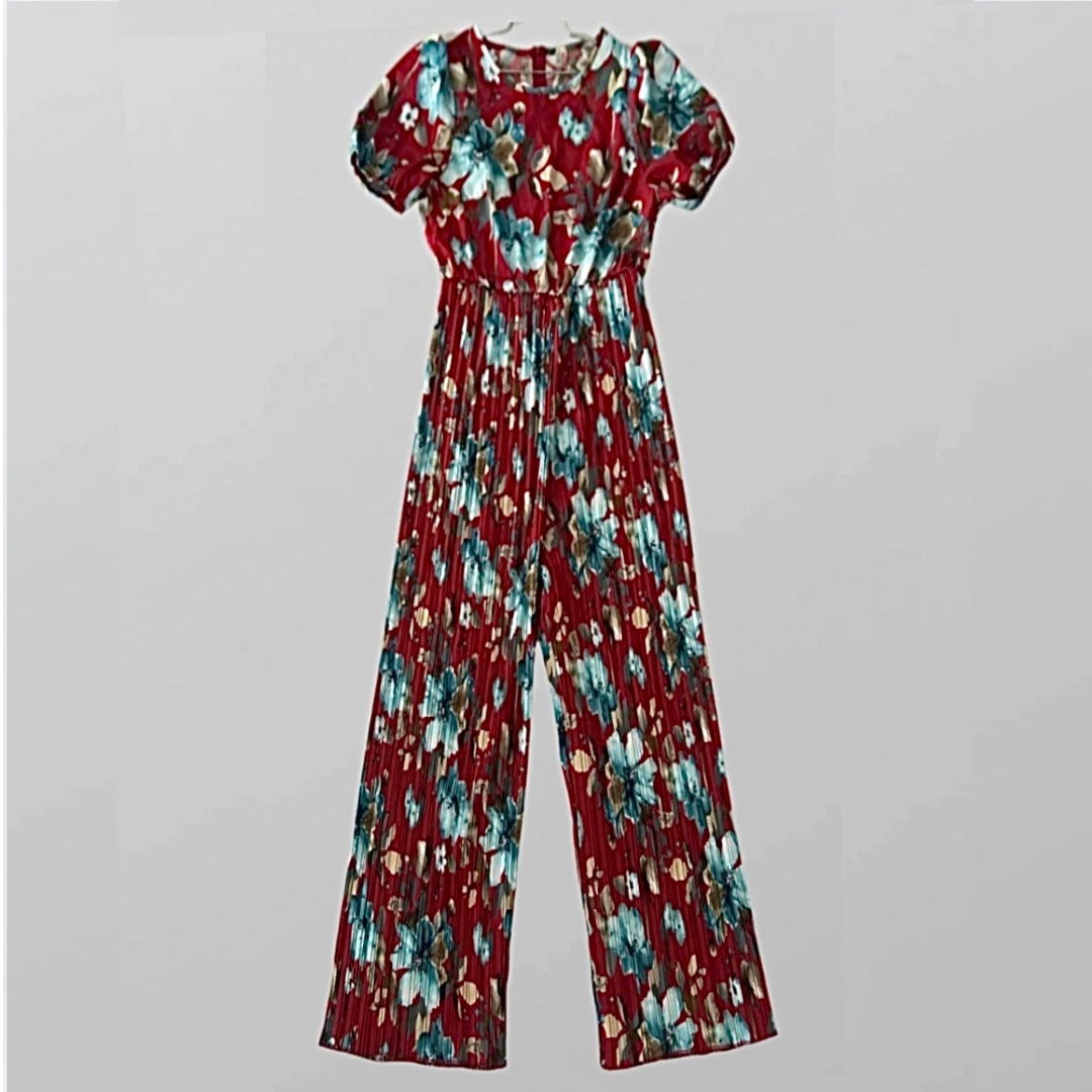 אוברול ארוך פרחוני מתרחב פליסה מידה L