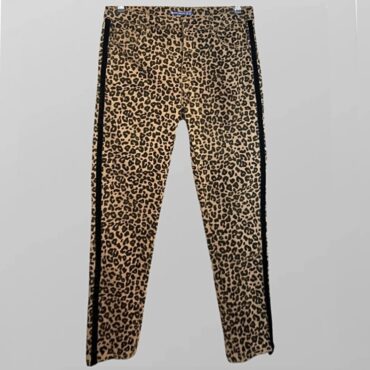 מכנסיים מנומרים לייקרה עם פס קטיפה בצדדים מידה 44