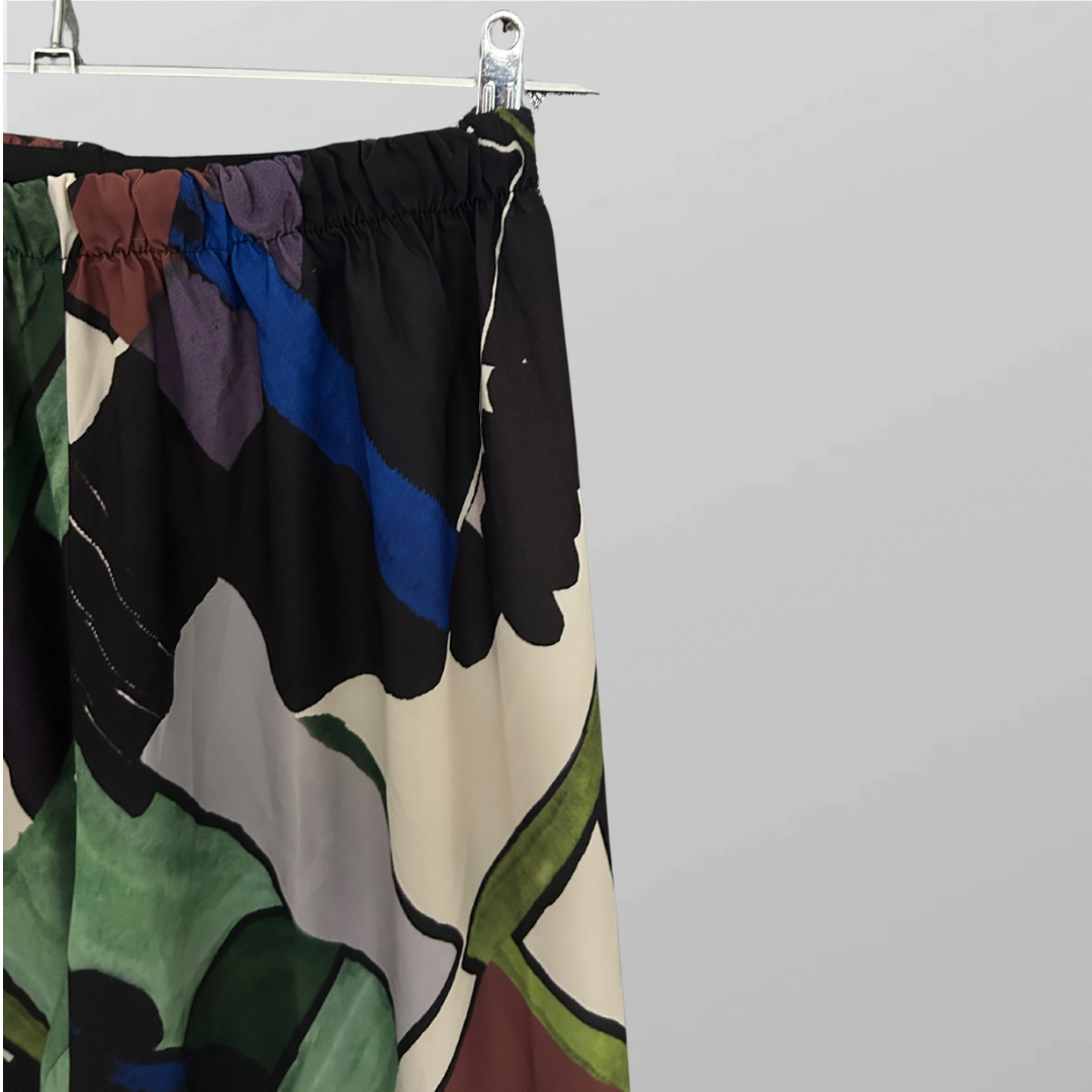 מכנסיים רחבים מודפסים בגזרה גבוהה עם גומי במותן  Galita מידה L – תמונה 2