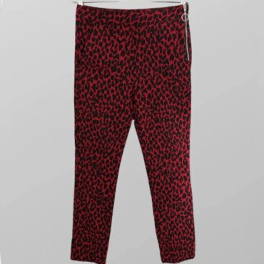 מכנסיים אדומים מנומרים בגזרת סקיני לייקרה גבוה! מידה M