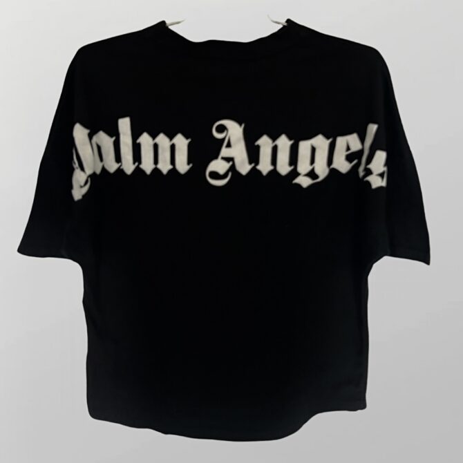 טישרט שחורה עם כיתוב אחורי Palm Angels מידה S גזרה משוחררת