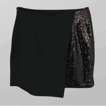 חצאית מיני שחורה מחויטת בסגנון מעטפת בשילוב פאייטי מידה S