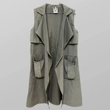 עליונית וסט משי דקיקה בצבע זית בסגנון נשפך מידה M Spicy