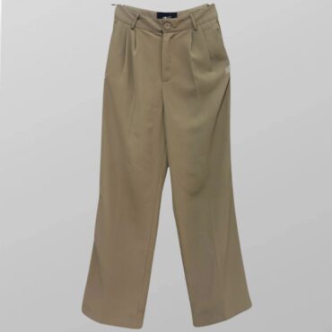 מכנסיים מחויטים Addict צבע חאקי גזרה ישרה וגבוה מידה S