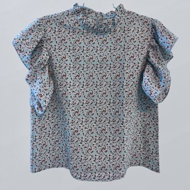 חולצה אלגנטית פרחונית קלילה עם שרוולי מלמלה מידה L