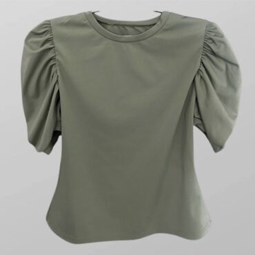 חולצת לייקרה שרווךים תפוחים בצבע פיסטוק כהה מידה M