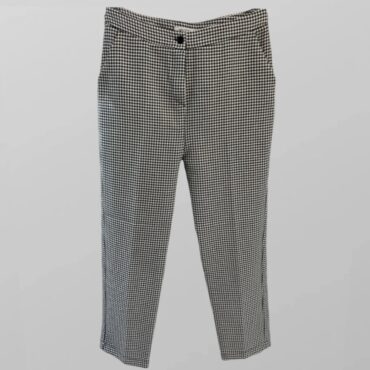 מכנסיים מחויטים בהדפס פפיטה משובץ בגזרה גבוהה מידה 38 Mygiyim