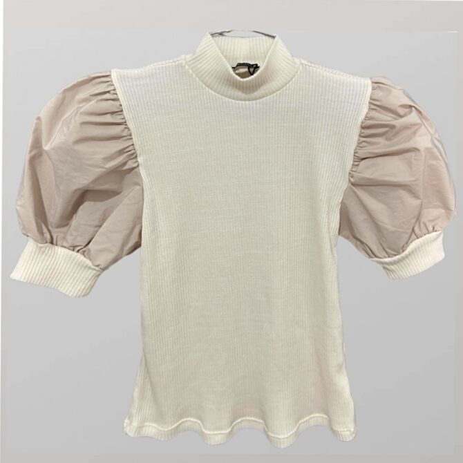 חולצה בטקסטורת ריב שרוולים תפוחים מידה M של Zara