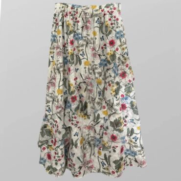 חצאית מקסי פרחונית נשפכת עם מלמלות עדינות DISCRET מידה L