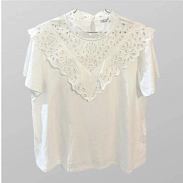 טישרט לבנה בשילוב קרושה ורקמה יוקרתית מידה 38 RENUAR