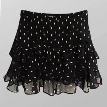 חצאית מיני חגיגית משיפון בהדפס עלים זהובים מידה M RENUAR