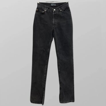 ג׳ינס שחור בגזרה גבוהה וישרה עם פתחים בסיומת מידה 38 ASOS מקולקציית Tall