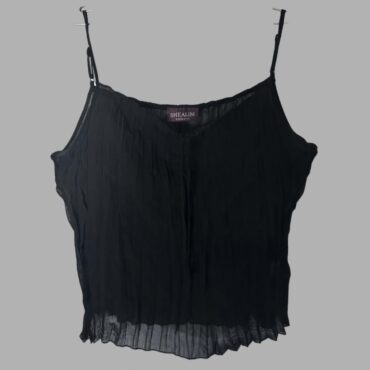 SHKALIM גופיית שיפון שחורה שקפקפה מידה M פליסה חגיגית מצב כמו חדש