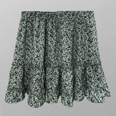 חצאית מיני פרחונית נשפכת עם גומי במותן מידה 38 RENUAR