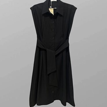 עם טיקט! שמלת מידי שחורה אלגנטית מכופתרת בגזרת A Castro מידה M