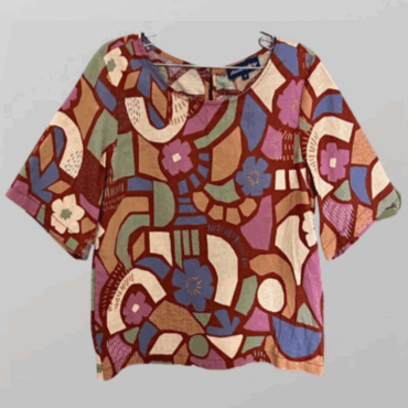 חולצת פשתן וכותנה מבד אריג! סגנון רטרו מידה L