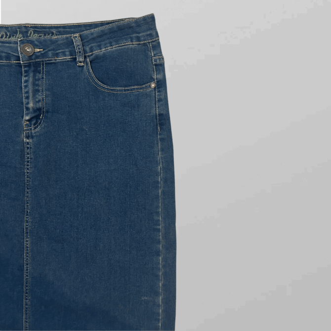 ⁦חצאית מידי ג׳ינס לייקרה כחולה מידה 44 Pink Jeans⁩ – תמונה ⁦2⁩